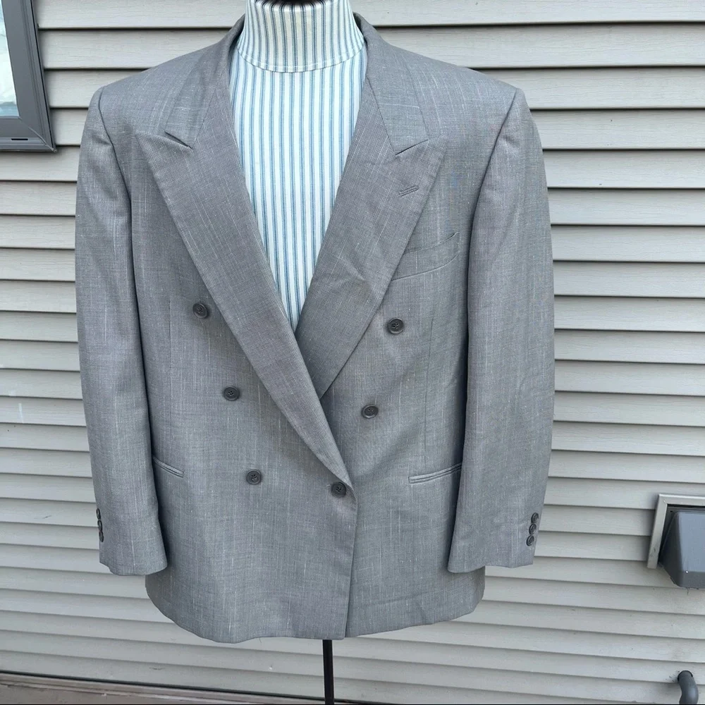 Pierre Cardin brown tan suit jacket one button- military front buttons